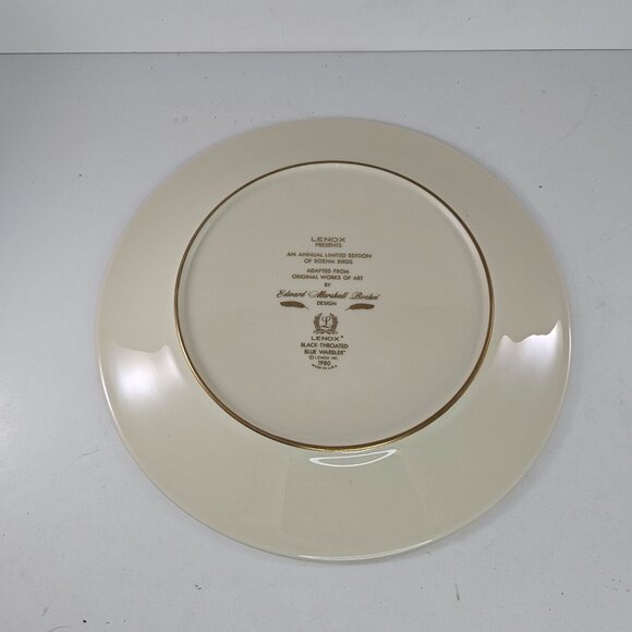 Lenox Limited Edition Birds Plate Black-Throated Blue Warblers Edward Boehm 1980 - Picture 3 of 9